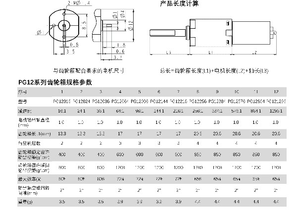 PG12系列行星齒輪電機